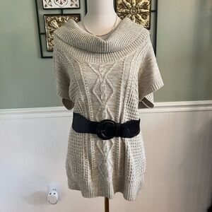 Cozy Cream Cable Knit Sweater with belt